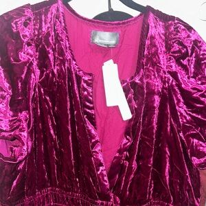 Anthropologie Somerset maxi Velvet Dress in Fuschia. Reg $180